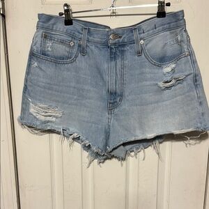 Madewell Relaxed Denim Blue Jean Shorts Distressed Cut-Off Size 30